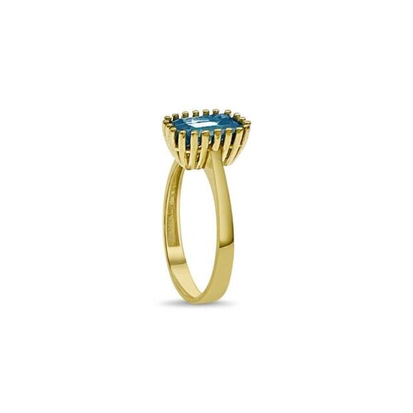 14k Yellow Gold Blue Solitaire Birthstone CZ Ring December - Picture 2 of 3